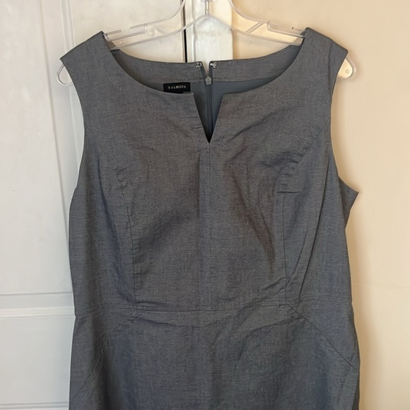 Talbots Gray Sleeveless Sheath Dress Size 14 - Picture 3 of 9